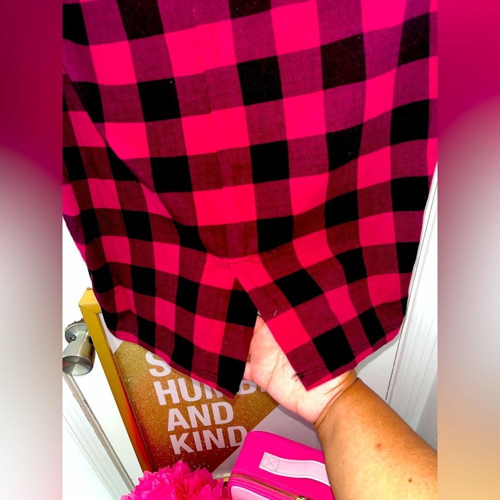 Pink and Black Checkered Skirt